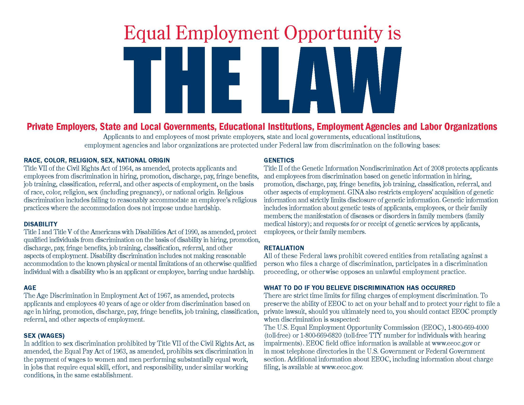 Equal Employment Opportunity is The Law Canoochee EMC